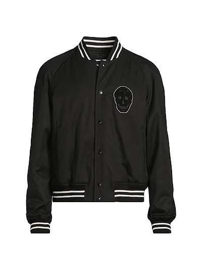 Skull Cropped Bomber Jacket