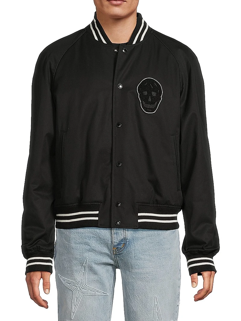 Skull Cropped Bomber Jacket