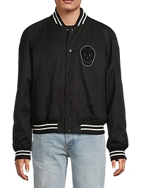 Skull Cropped Bomber Jacket
