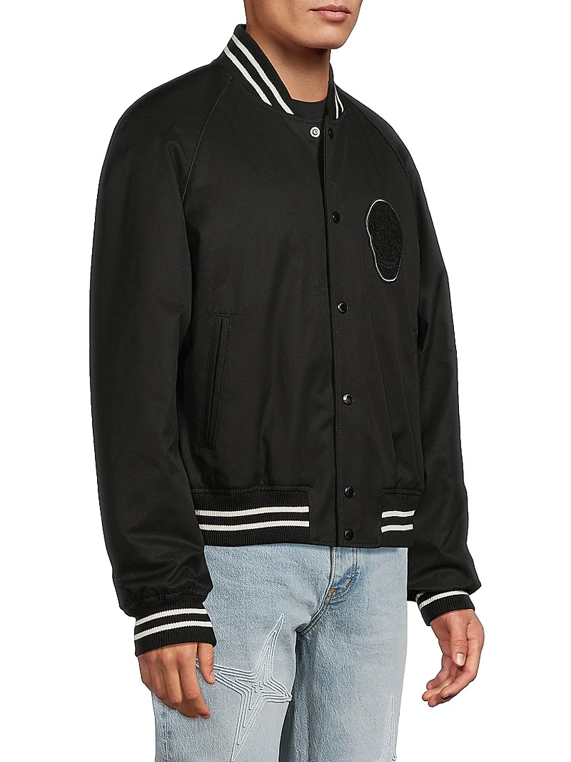 Skull Cropped Bomber Jacket