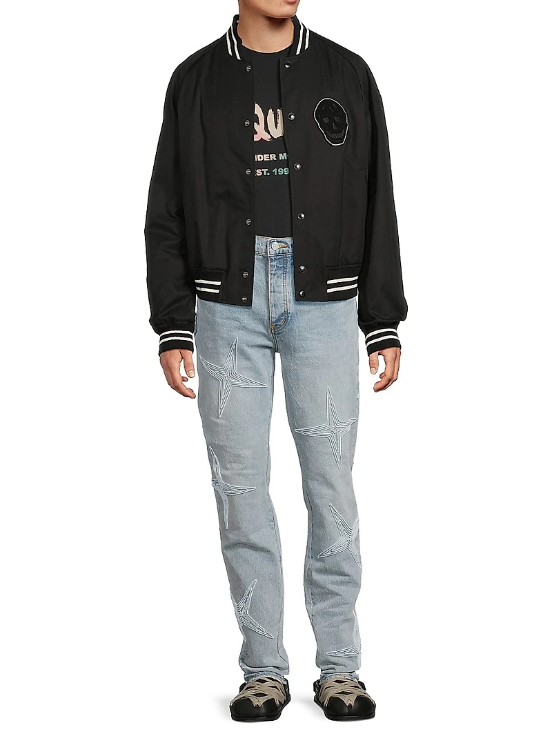 Skull Cropped Bomber Jacket