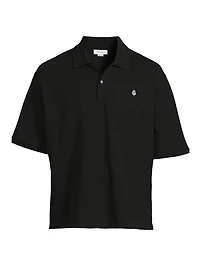 Skull Embroidered Boxy Cotton Polo Shirt