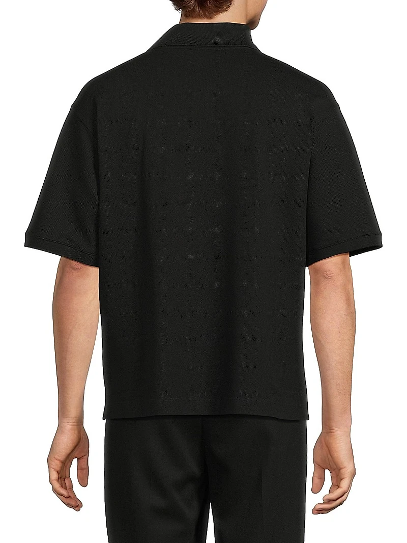 Skull Embroidered Boxy Cotton Polo Shirt