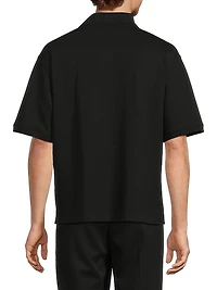 Skull Embroidered Boxy Cotton Polo Shirt