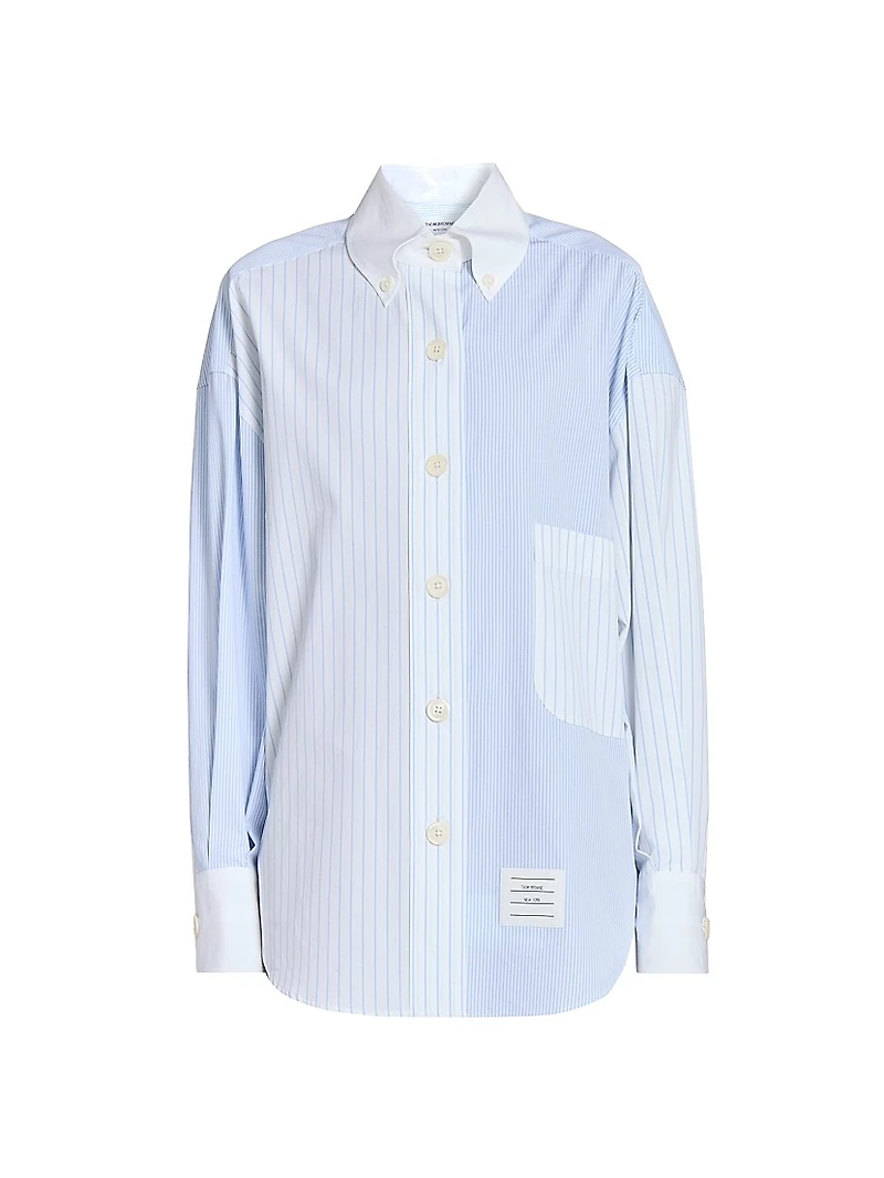 Striped Cotton Poplin Supersized Button-Down Shirt