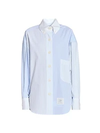 Striped Cotton Poplin Supersized Button-Down Shirt