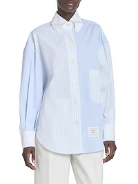 Striped Cotton Poplin Supersized Button-Down Shirt