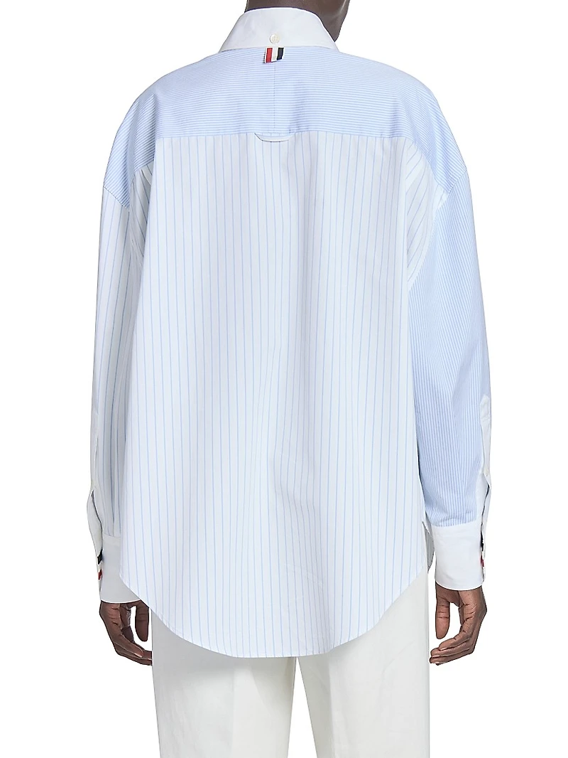 Striped Cotton Poplin Supersized Button-Down Shirt