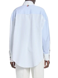 Striped Cotton Poplin Supersized Button-Down Shirt