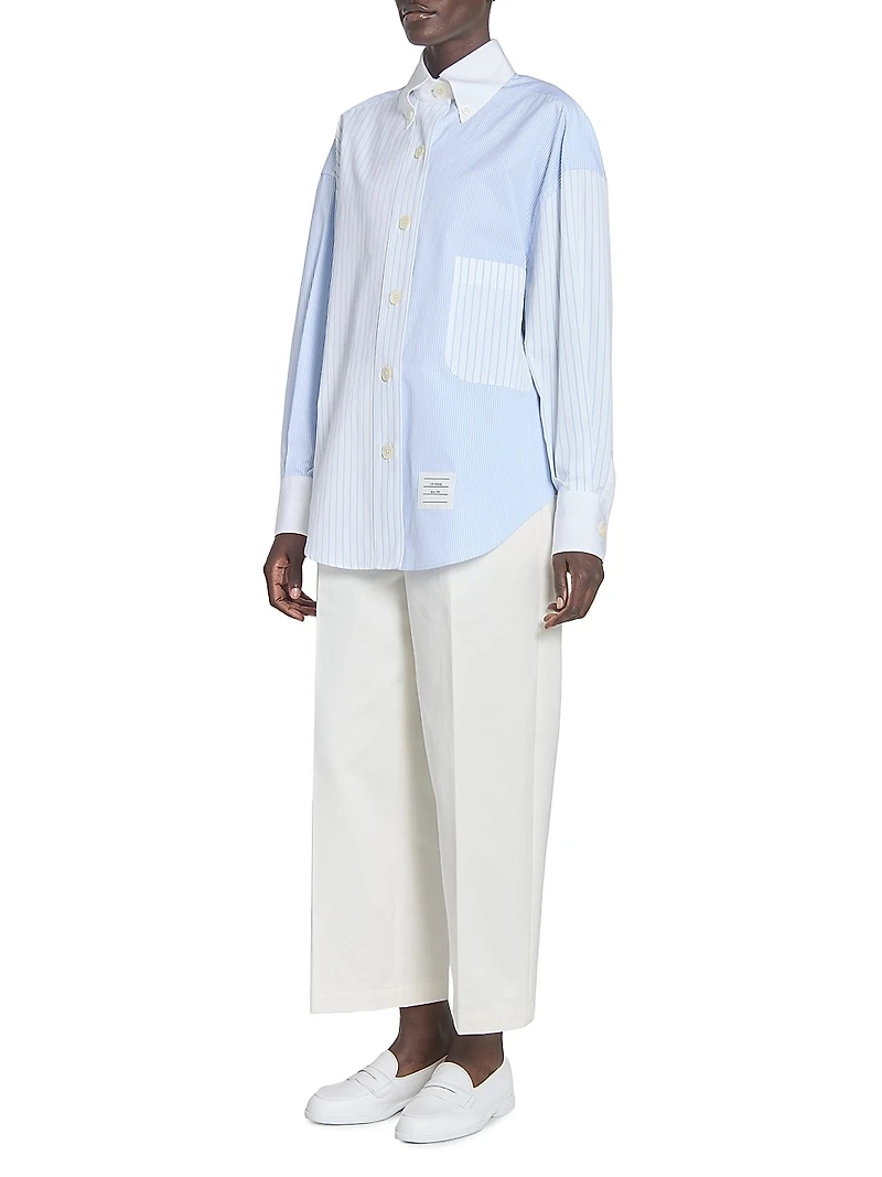 Striped Cotton Poplin Supersized Button-Down Shirt