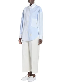 Striped Cotton Poplin Supersized Button-Down Shirt