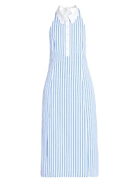 Striped Cotton Poplin Knee-Length Shirtdress