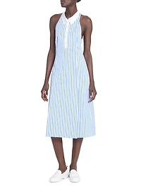 Striped Cotton Poplin Knee-Length Shirtdress