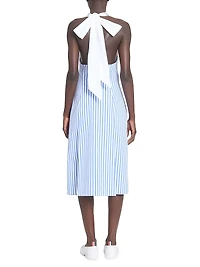 Striped Cotton Poplin Knee-Length Shirtdress