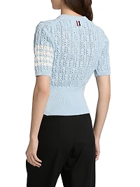 Pointelle Cable Stitch Short-Sleeve Sweater