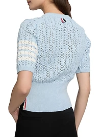 Pointelle Cable Stitch Short-Sleeve Sweater