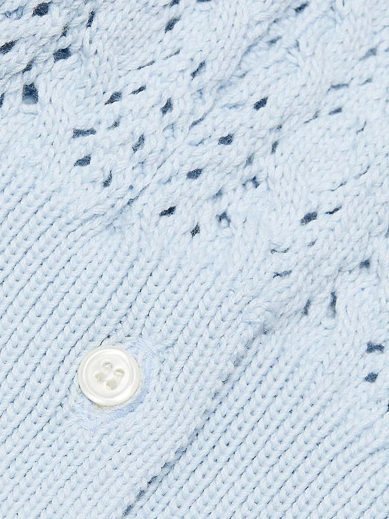 Pointelle Cable Stitch Short-Sleeve Sweater