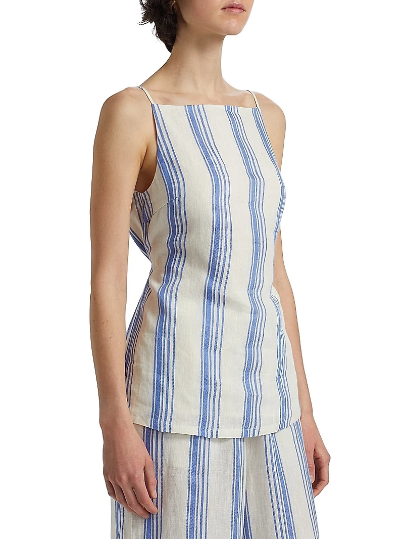 Isabelle Striped Linen Boatneck Top
