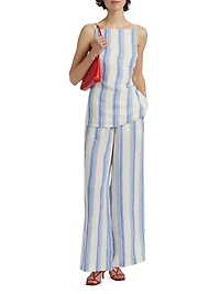Isabelle Striped Linen Boatneck Top