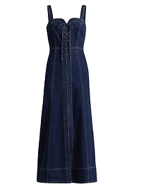 Joelle Denim Sweetheart Midi-Dress