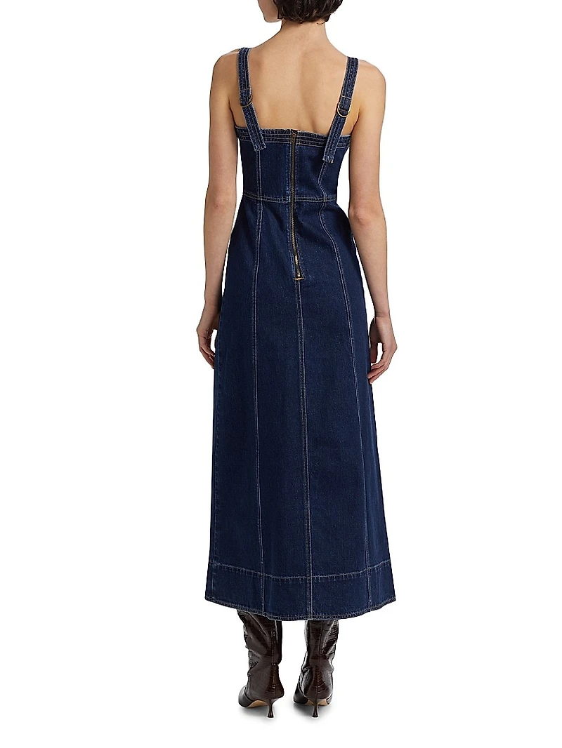Joelle Denim Sweetheart Midi-Dress