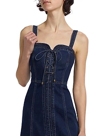 Joelle Denim Sweetheart Midi-Dress