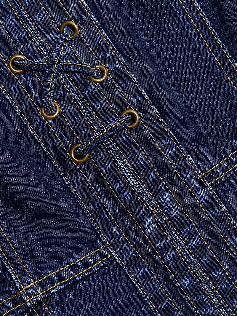 Joelle Denim Sweetheart Midi-Dress