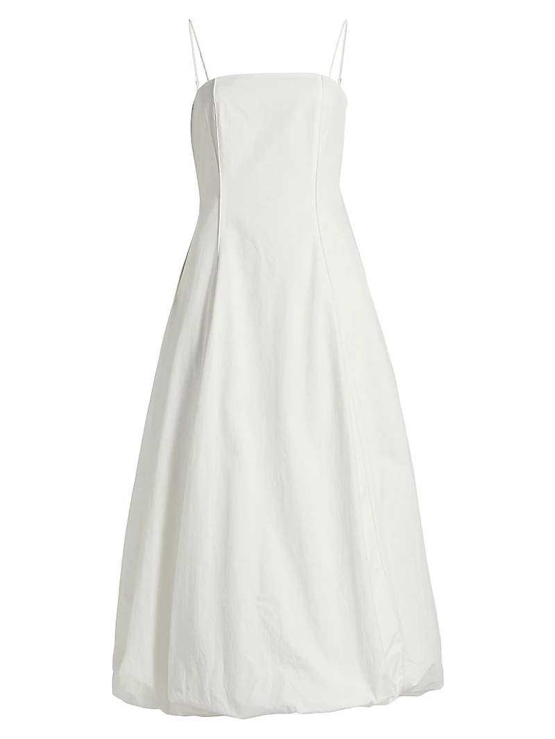 Sylvie Cotton Bubble-Hem Midi-Dress