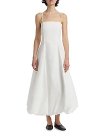 Sylvie Cotton Bubble-Hem Midi-Dress
