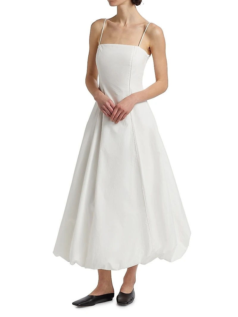 Sylvie Cotton Bubble-Hem Midi-Dress