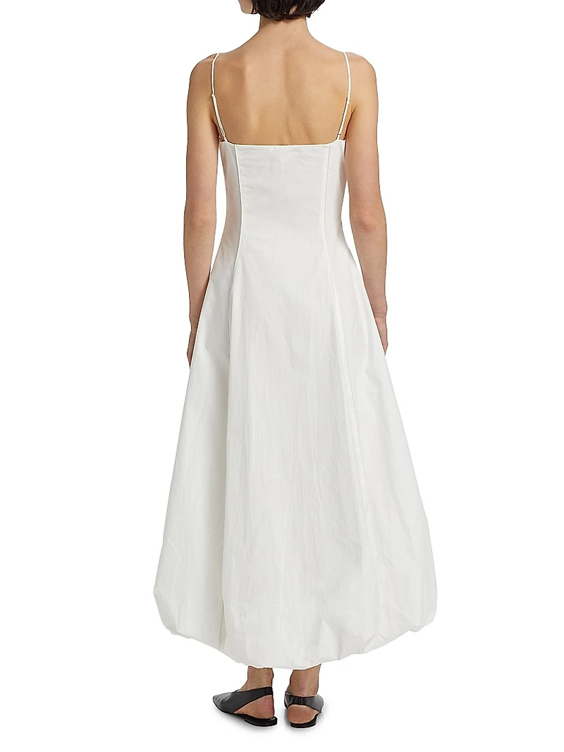 Sylvie Cotton Bubble-Hem Midi-Dress