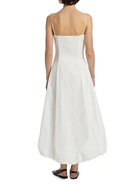 Sylvie Cotton Bubble-Hem Midi-Dress