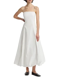 Sylvie Cotton Bubble-Hem Midi-Dress
