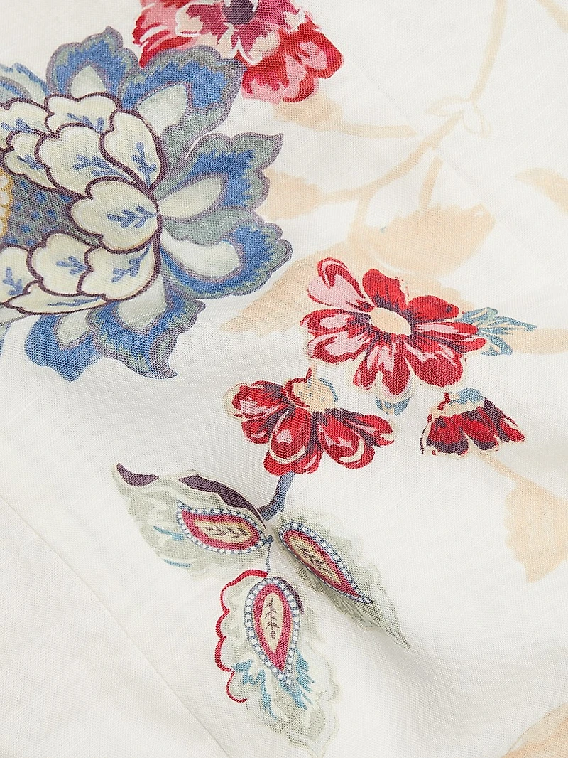 Provence Floral Linen-Cotton Boatneck Minidress