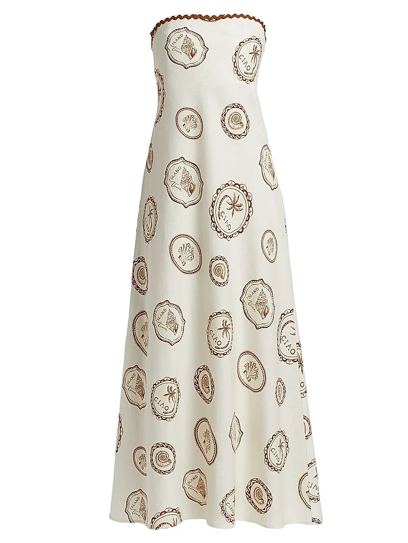 Ciao Shell Linen-Cotton Strapless Maxi Dress