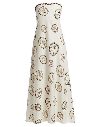 Ciao Shell Linen-Cotton Strapless Maxi Dress