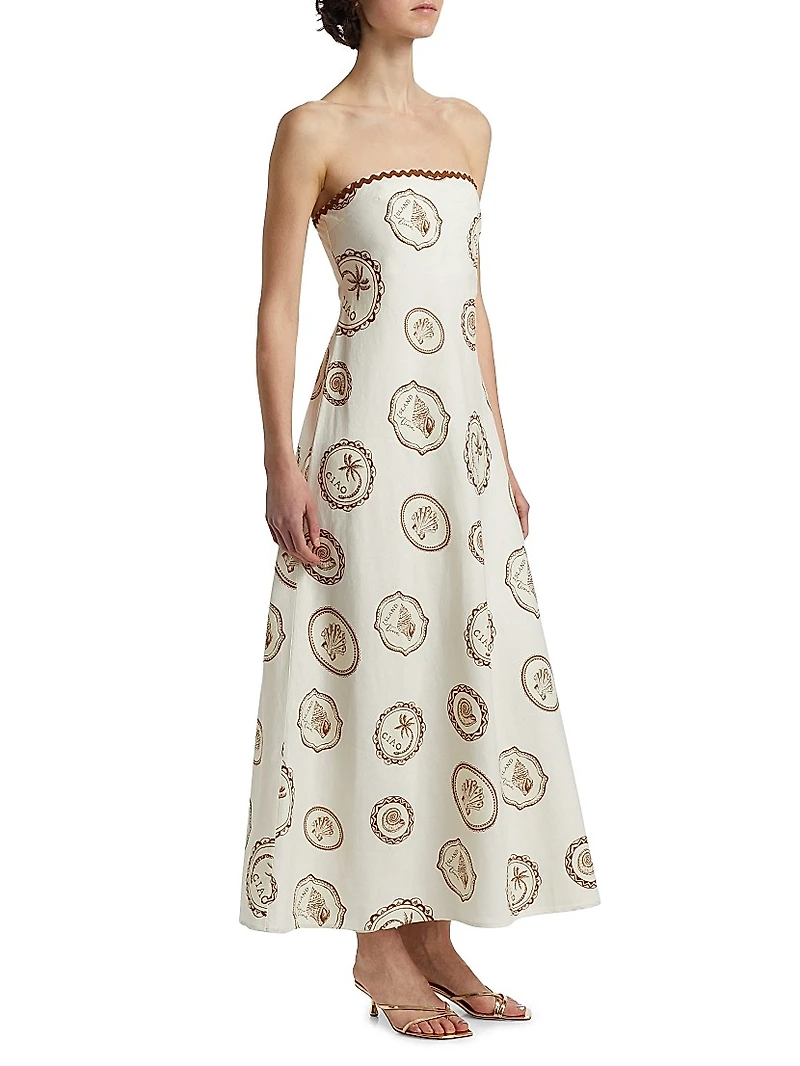 Ciao Shell Linen-Cotton Strapless Maxi Dress