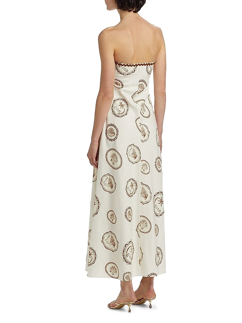 Ciao Shell Linen-Cotton Strapless Maxi Dress
