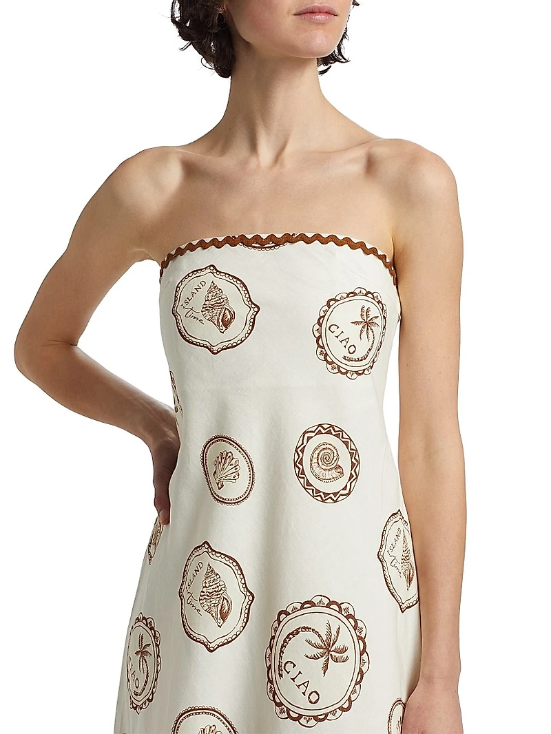 Ciao Shell Linen-Cotton Strapless Maxi Dress