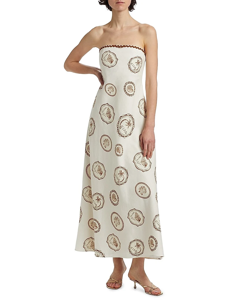 Ciao Shell Linen-Cotton Strapless Maxi Dress