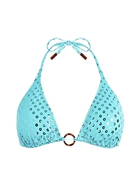 Sequined Halterneck Bikini Top