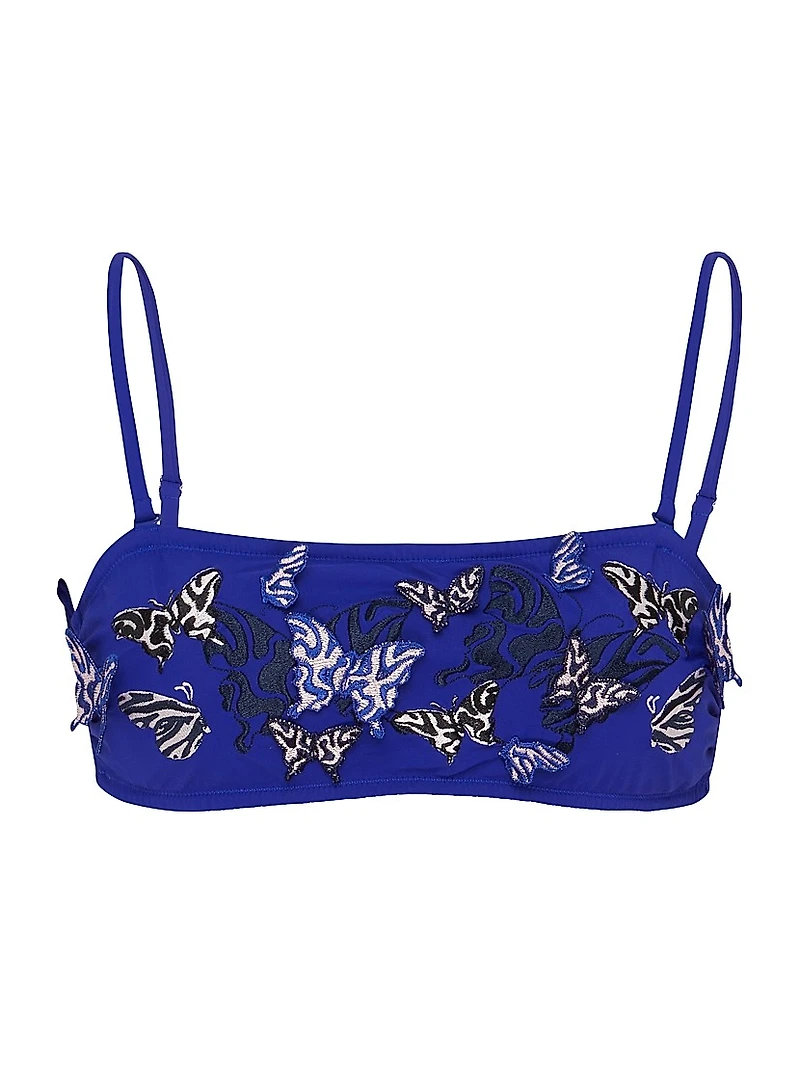 Disco Butterly Appliqué Bikini Top
