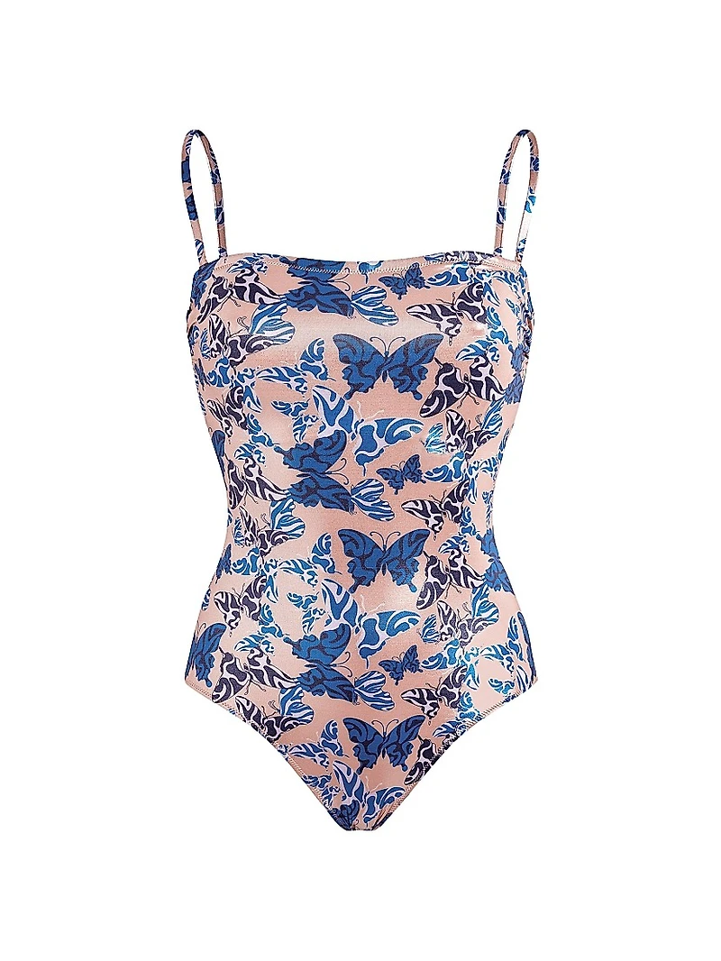 Disco Butterfly Bustier One-Piece Swimsuit