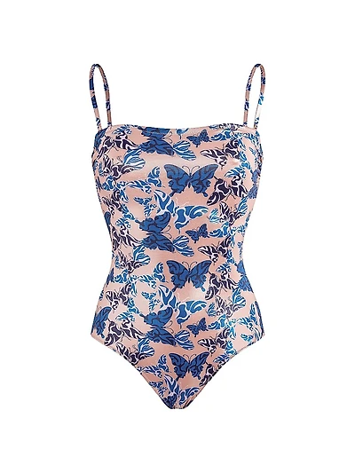 Disco Butterfly Bustier One-Piece Swimsuit