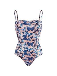Disco Butterfly Bustier One-Piece Swimsuit