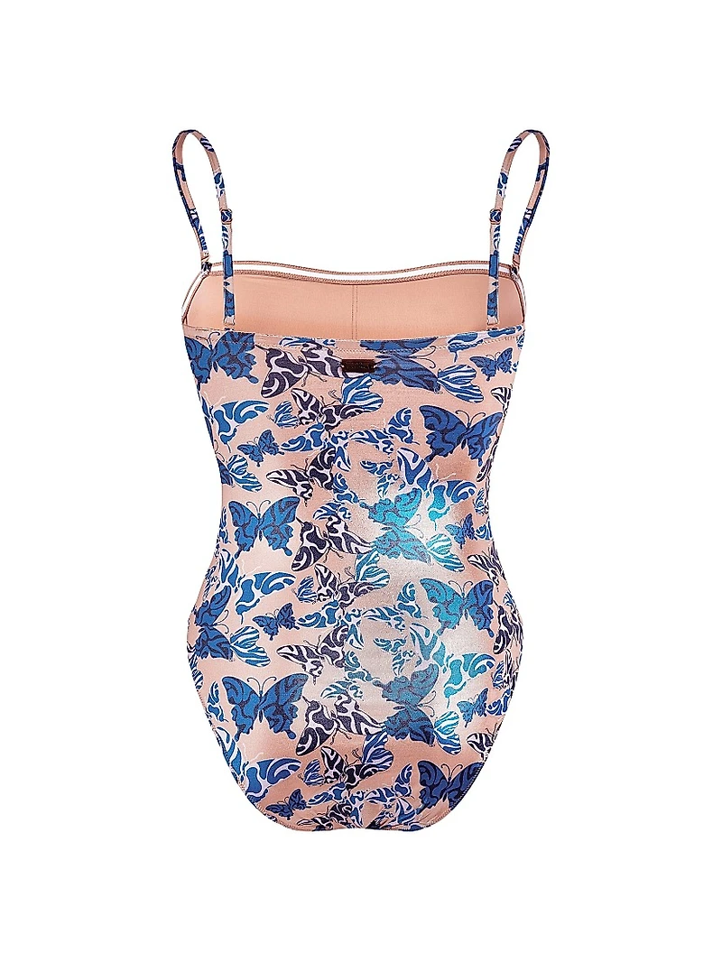 Disco Butterfly Bustier One-Piece Swimsuit