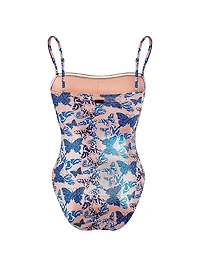 Disco Butterfly Bustier One-Piece Swimsuit