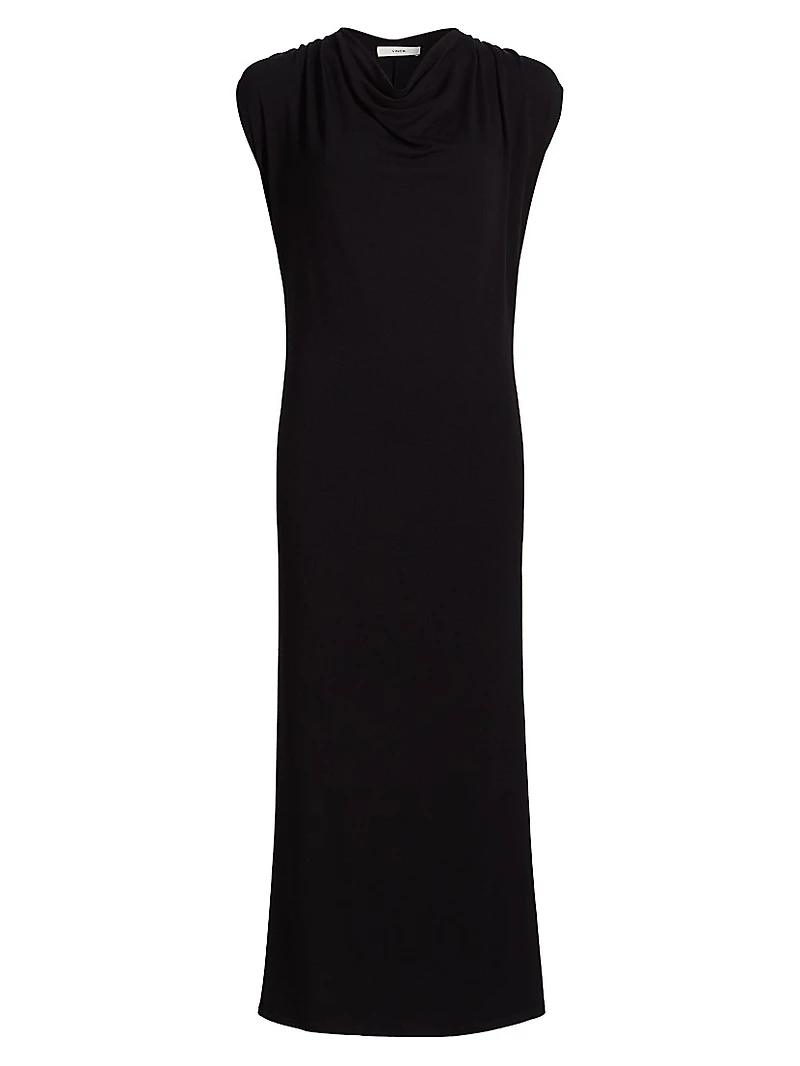 Draped Cowlneck Maxi Dress