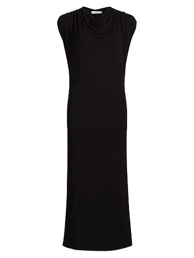 Draped Cowlneck Maxi Dress