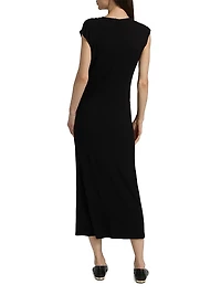 Draped Cowlneck Maxi Dress